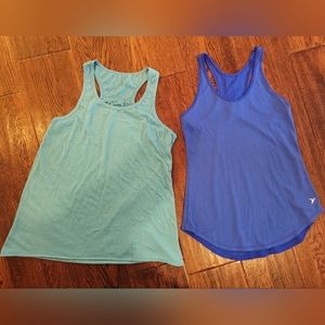 SOLD —- Lot of 2 Athletic Tanks, aqua & royal blue, S/M (Amazon) & XS (Old Navy)